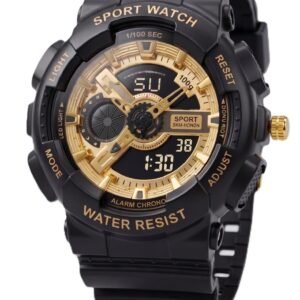 Men's Analog Digital Sport Watch, Black & Gold