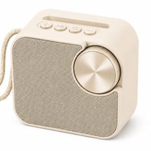 Portable Wireless Bluetooth Speaker, Compact Stereo Speaker with Rotary Volume Control, USB & TF Card Support, Type-C Charging, Rich HD Bass Sound for Home, Office, Outdoor & Travel (Cream)