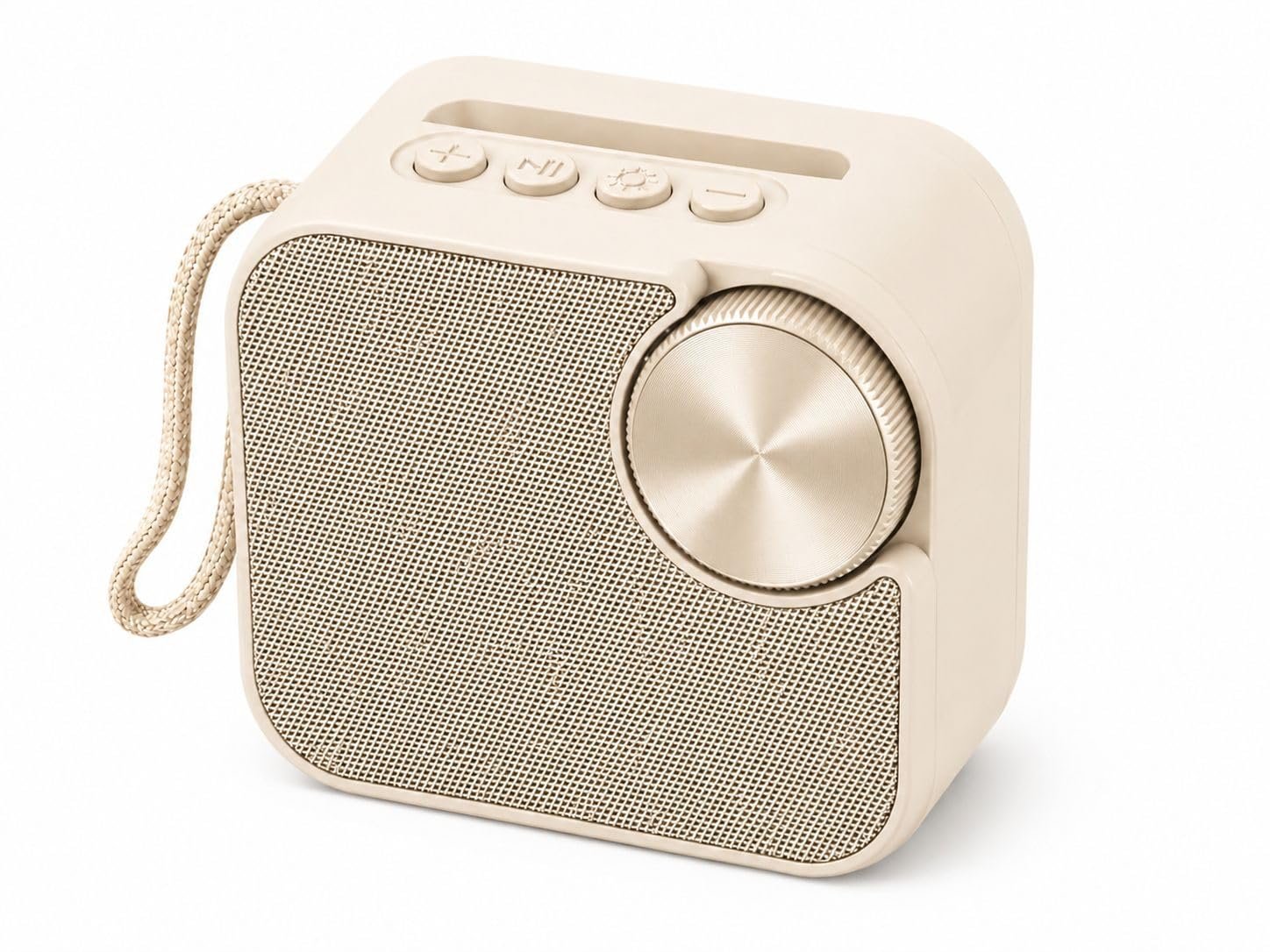 Portable Wireless Bluetooth Speaker, Compact Stereo Speaker with Rotary Volume Control, USB & TF Card Support, Type-C Charging, Rich HD Bass Sound for Home, Office, Outdoor & Travel (Cream)