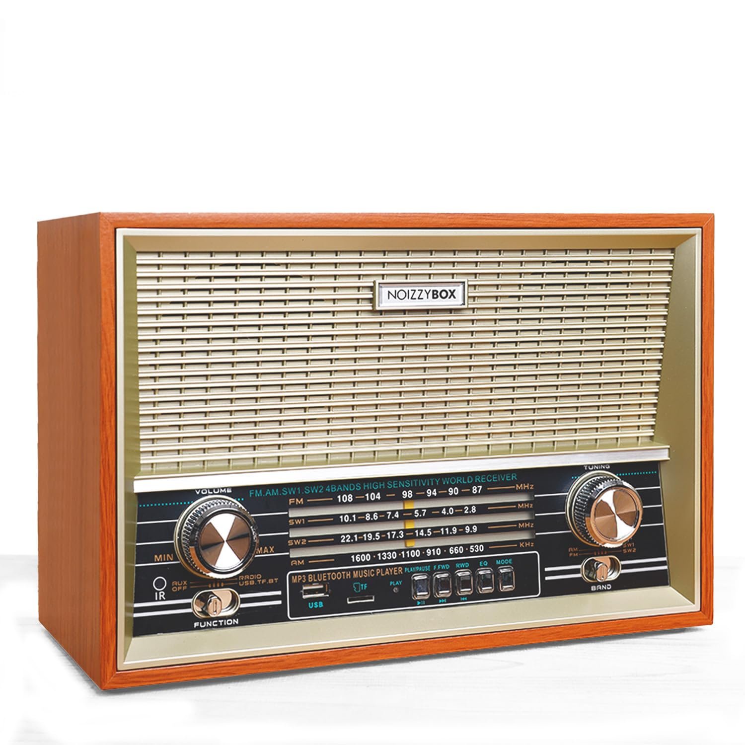 Retro XXL 4 Band Radio Wireless Bluetooth Speaker with Remote and Equalizer