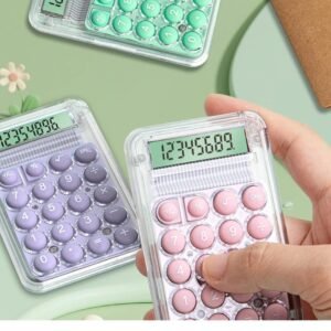 Generic Basic Calculator for Office, Shop, and Students with Large Display and Solar Power – Transparent Style Desktop Calculator (Green).