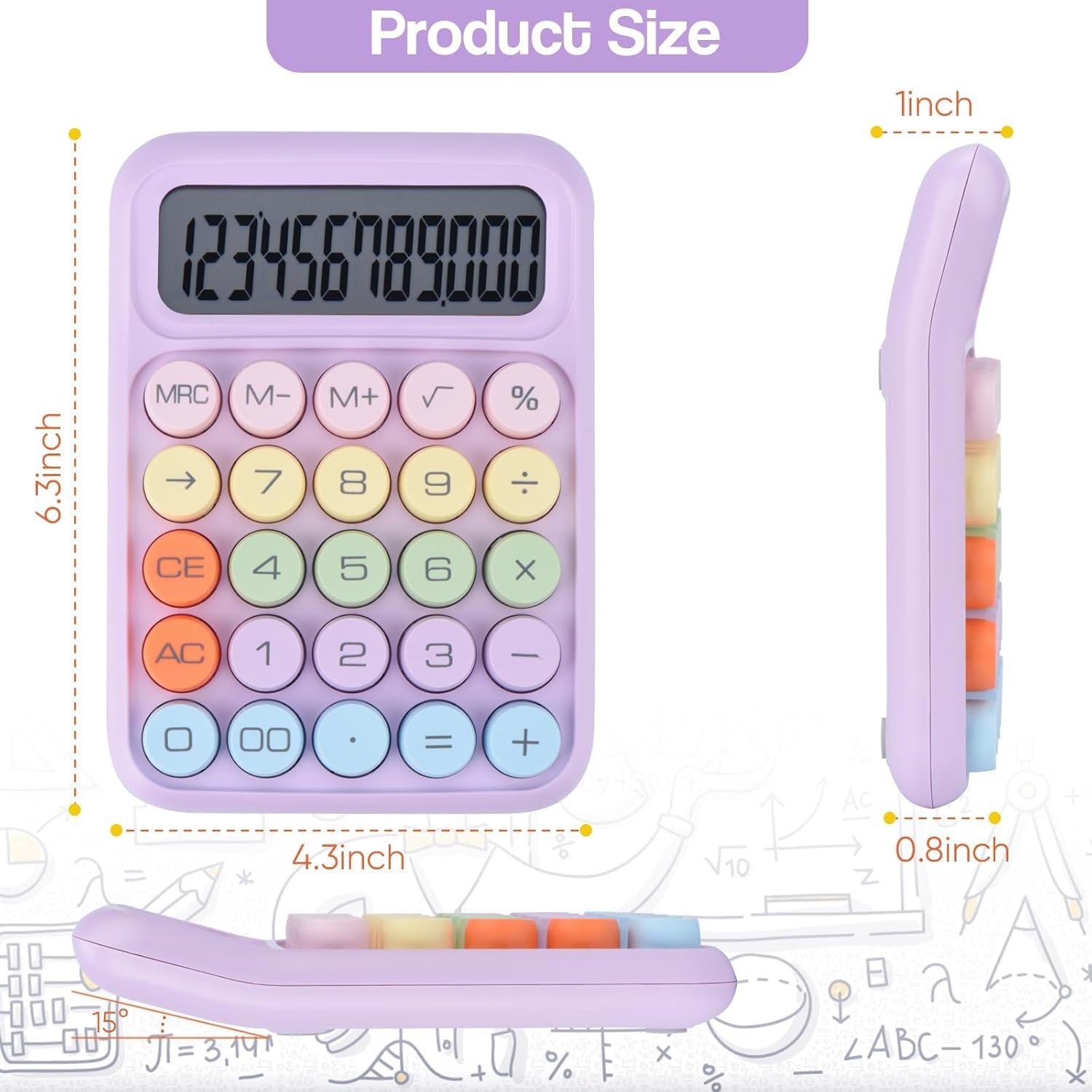 Typewriter Style Desktop Calculator with 12-Digit Large Display