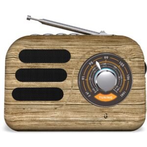 Vintune Retro Radio Mp3 Player with Bluetooth and 3 Band Options FM/AM/SW, USB, TF Card, Rechargeable Battery, Portable Radio (Wooden)